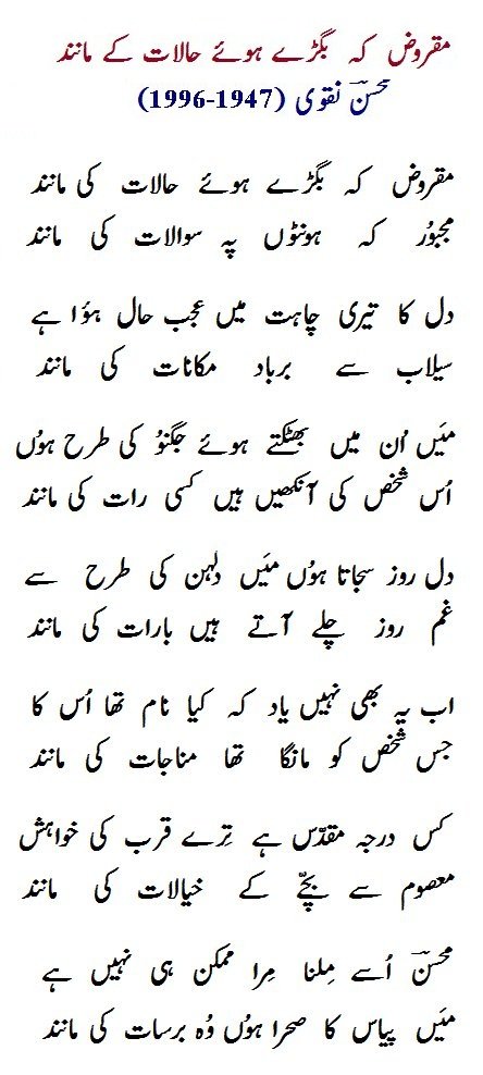 1996 Mohsin Naqvi Ghazal Text in Roman Urdu For Social Media